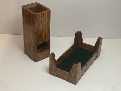 The CardKitty Dice Tower - Umbral Brown Oak
